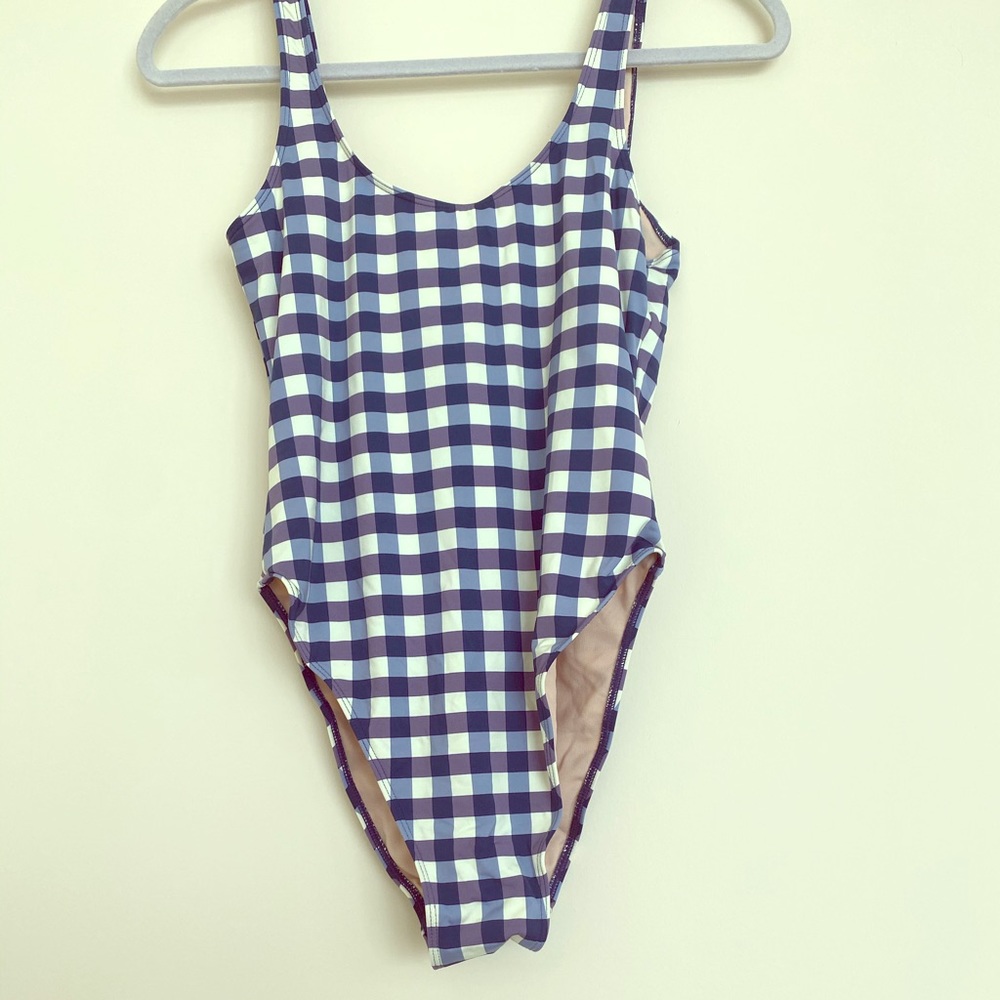 Blue/White Gingham Low Back One Piece Swimsuit 🌊